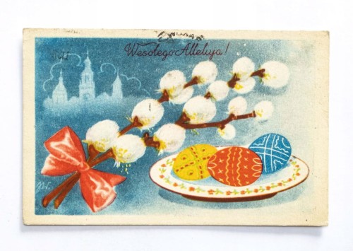 STARA POCZTÓWKA WIELKANOCNA - KRAKÓW / POZNAŃ 1959