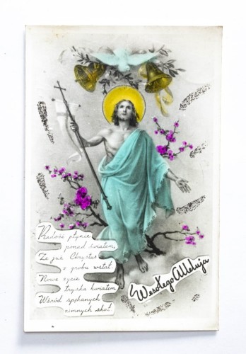 STARA POCZTÓWKA WIELKANOCNA - WESOŁEGO ALLELUJA, JEZUS CHRYSTUS l. 50/60