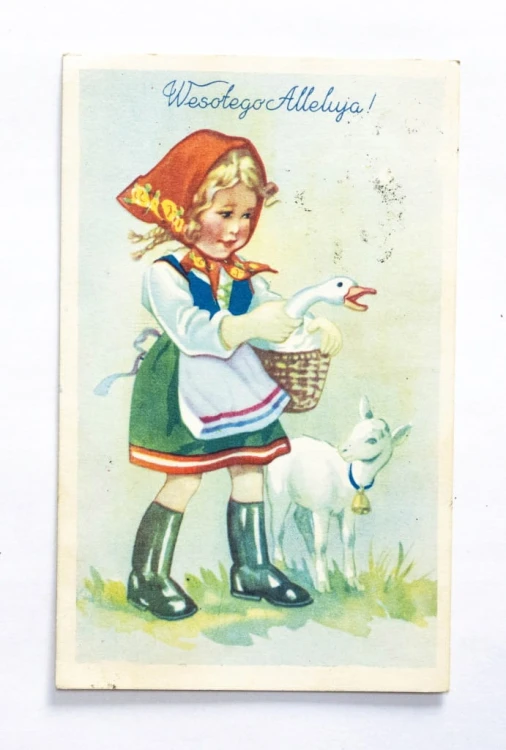 STARA POCZTÓWKA WIELKANOCNA - WÓLKA l. 60