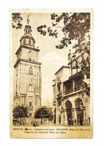 KRAKÓW - RATUSZ I FRAGMENT SUKIENNIC 1931