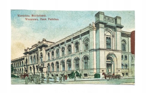 WARSZAWA - BANK PAŃSTWA, FELDPOST, STEMPEL WARSZAWA DWORZEC / POZNAŃ 1916