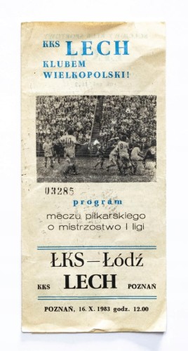 PROGRAM MECZU PIŁKARSKIEGO LECH POZNAŃ - ŁKS ŁÓDŹ, 16.10.1983 POZNAŃ
