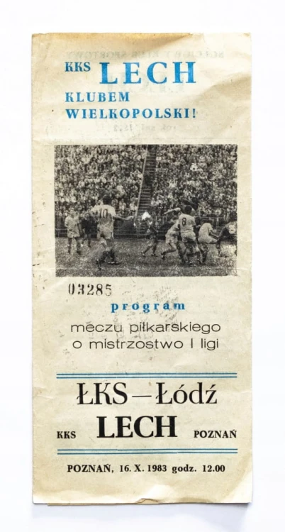 PROGRAM MECZU PIŁKARSKIEGO LECH POZNAŃ - ŁKS ŁÓDŹ, 16.10.1983 POZNAŃ