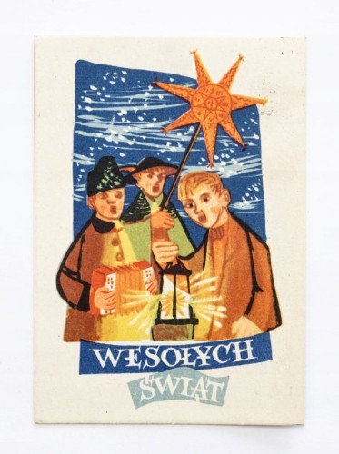 STARA POCZTÓWKA BOŻONARODZENIOWA - WÓLKA 1956