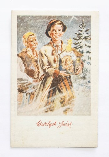 STARA POCZTÓWKA BOŻONARODZENIOWA - KOWALEWO / KRASNYSTAW 1949