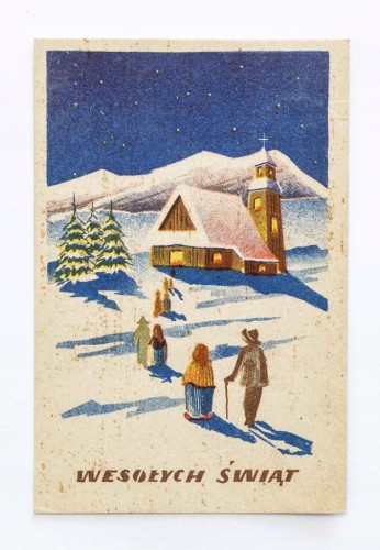 STARA POCZTÓWKA BOŻONARODZENIOWA - WRZEŚNIA / GORZELNIA, WÓLKA 1963