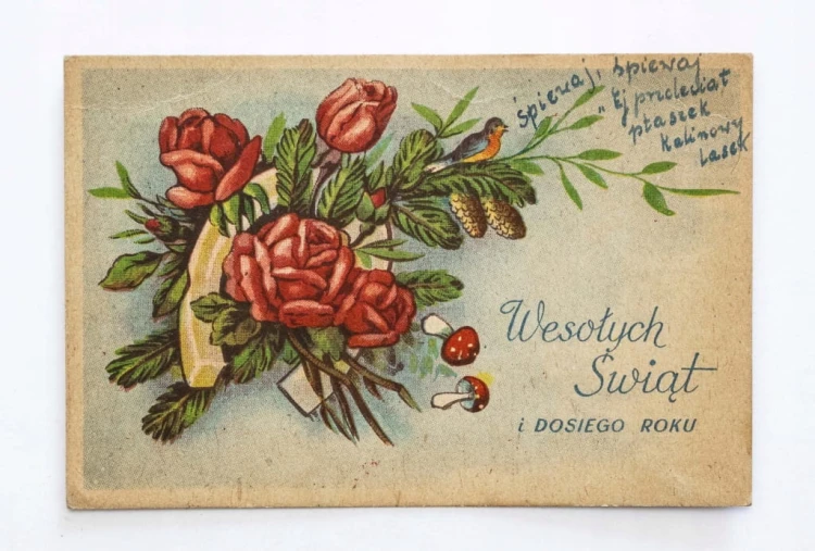 STARA POCZTÓWKA BOŻONARODZENIOWA - WROCŁAW l. 40/50