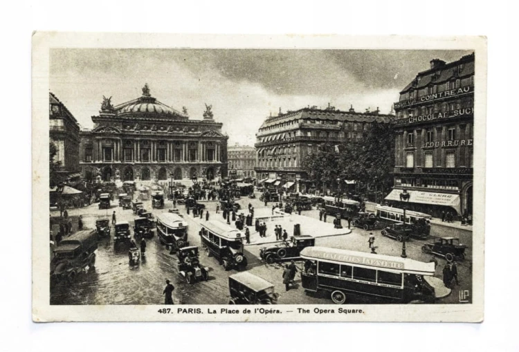 FRANCJA, PARYŻ - OPERA, SAMOCHODY, POCZ. XX WIEKU