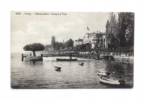 SZWAJCARIA, VEVEY - ŁÓDKI NA JEZIORZE GENEWSKIM, WYBRZEŻE, POCZ. XX WIEKU