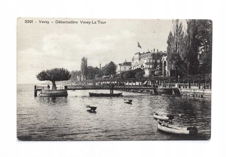 SZWAJCARIA, VEVEY - ŁÓDKI NA JEZIORZE GENEWSKIM, WYBRZEŻE, POCZ. XX WIEKU