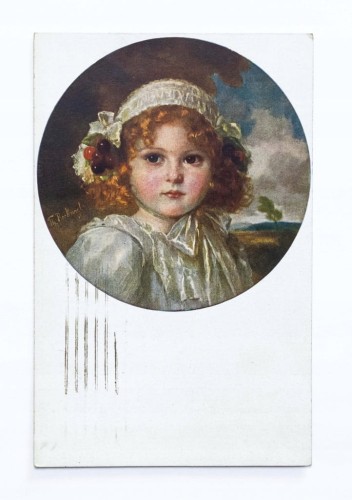 POCZTÓWKA PORTRET DZIEWCZYNKI FELDPOST POZNAŃ / URZĄD BUDOWLANY KALISZ 1917