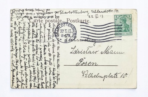 STARA POCZTÓWKA - KOBIETA W SUKNI, CHARLOTTENBURG / POZNAŃ 1913