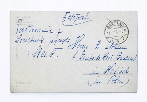 STARA POCZTÓWKA - SKRZYPEK, FELDPOST, WROCŁAW / URZĄD BUDOWLANY KALISZ 1918