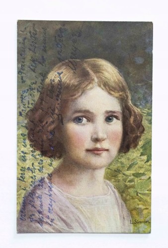 STARA POCZTÓWKA - PORTRET DZIEWCZYNKI, POZNAŃ 1918