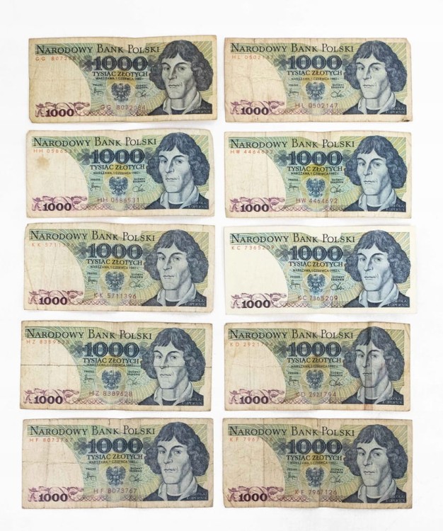 ZESTAW BANKNOTÓW PRL 1000 ZŁ (nr 14)