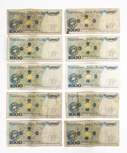 ZESTAW BANKNOTÓW PRL 1000 ZŁ (nr 14)