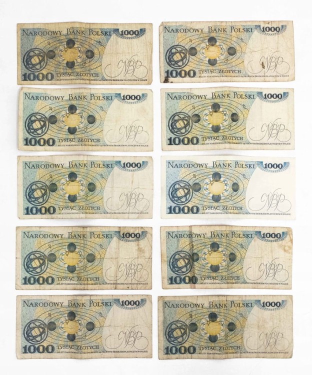 ZESTAW BANKNOTÓW PRL 1000 ZŁ (nr 14)