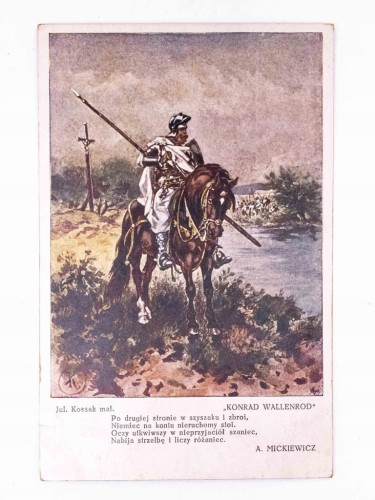 STARA POCZTÓWKA - KONRAD WALLENROD, mal. KOSSAK II RP