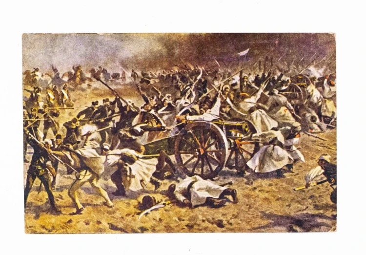 STARA POCZTÓWKA - ZDOBYCIE ARMAT, BARTOSZ GŁOWACKI, mal. KOSSAK II RP