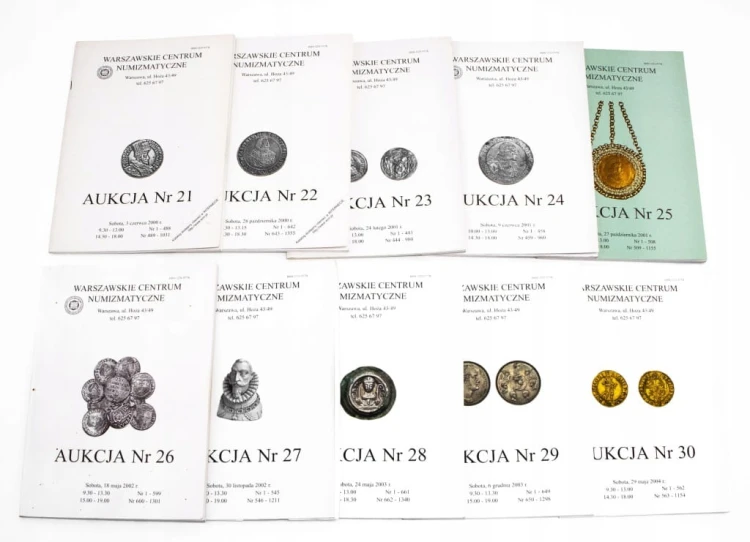 Katalogi aukcyjne Warszawskie Centrum Numizmatyczne, Aukcje 21-30