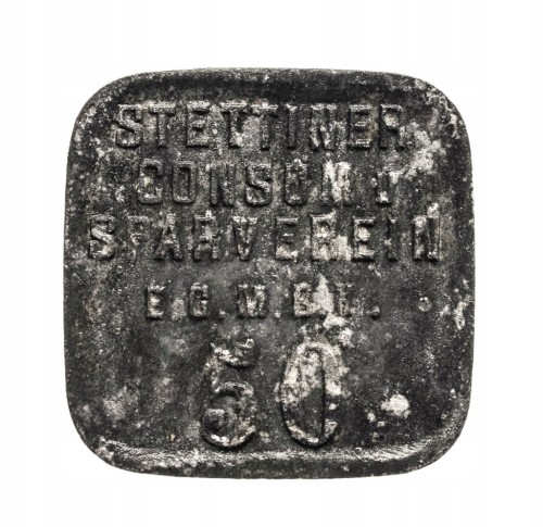 Szczecin, żeton 50 fenigów Szczeciński Związek Spożywczo-Oszczędnościowy