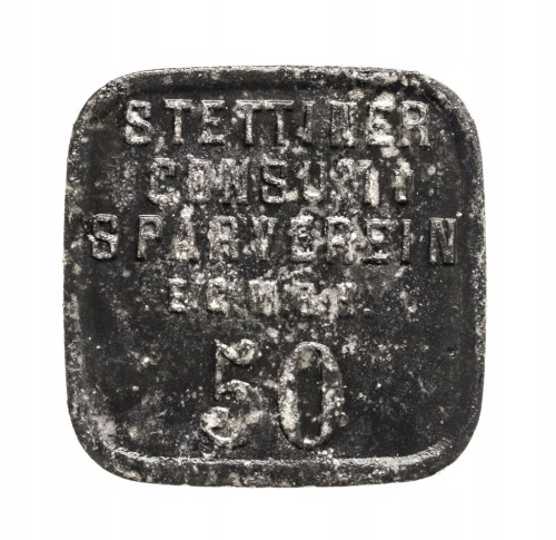 Szczecin, żeton 50 fenigów Szczeciński Związek Spożywczo-Oszczędnościowy