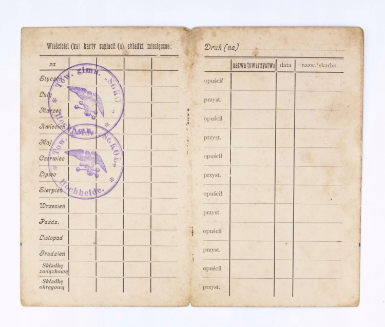 Legitymacja Towarzystwo Gimnastyczne Sokół, Hochheide 1914