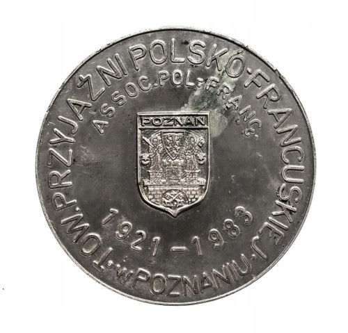 Polska, medal Towarzystwo Przyjaźni Polsko-Francuskiej, Poznań 1983, srebro