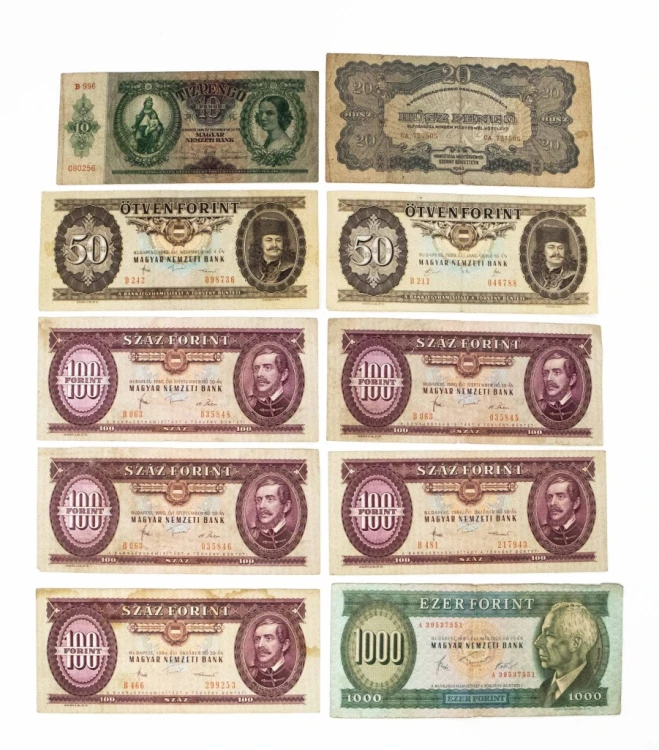 Węgry, zestaw 10 banknotów 1936-1989