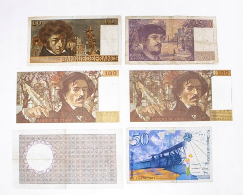 Francja, zestaw 6 banknotów 1975-1999