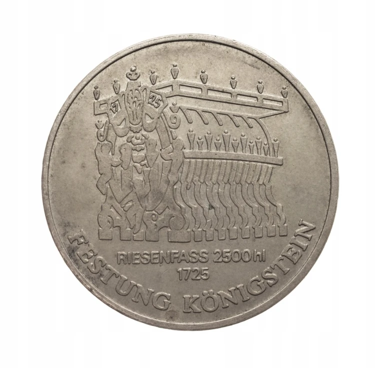 Niemcy NRD medal August II Mocny, beczka na wino z Twierdzy Konigstein 1725