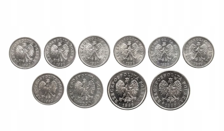 Polska, Rzeczpospolita od 1989 roku, zestaw 10 monet obiegowych 1990-1995