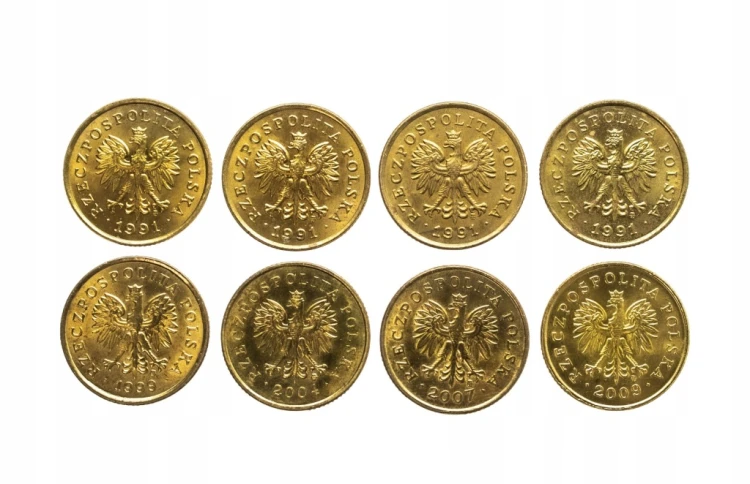 Polska, Rzeczpospolita od 1989 roku, zestaw 8 monet 5 groszy 1991-2009