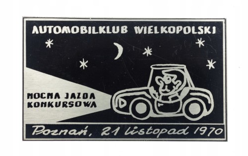 PLAKIETA AUTOMOBILKLUB WIELKOPOLSKI, NOCNA JAZDA KONKURSOWA, POZNAŃ 1970