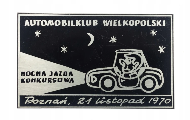 PLAKIETA AUTOMOBILKLUB WIELKOPOLSKI, NOCNA JAZDA KONKURSOWA, POZNAŃ 1970