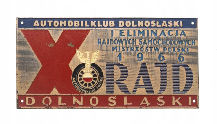 PLAKIETA AUTOMOBILKLUB DOLNOŚLĄSKI, X RAJD DOLNOŚLĄSKI 1966