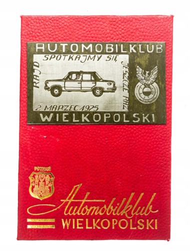 PLAKIETA AUTOMOBILKLUB WIELKOPOLSKI, RAJD SAMOCHODOWY, POZNAŃ 1975