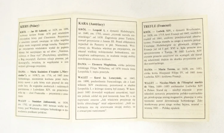 STARE KARTY DO GRY, ODSIECZ WIEDEŃSKA 1683, KRAKOWSKIE ZAKŁADY PAPIEROWE
