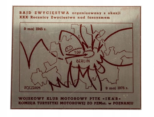 PLAKIETA RAJD ZWYCIĘSTWA WOJSKOWY KLUB MOTO 'IKAR'