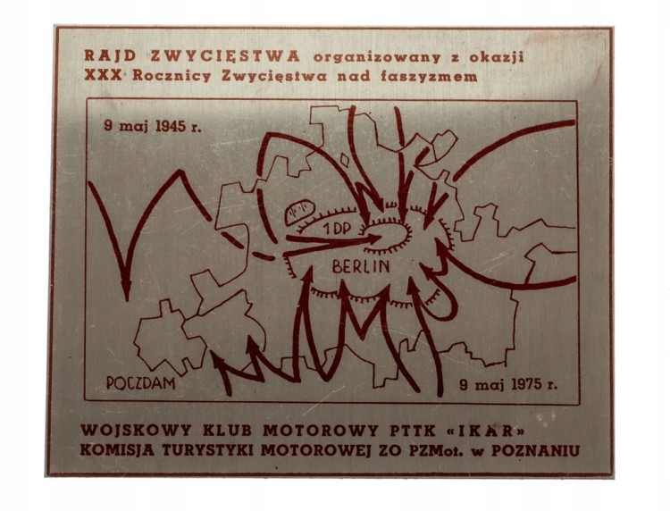 PLAKIETA RAJD ZWYCIĘSTWA WOJSKOWY KLUB MOTO 'IKAR'