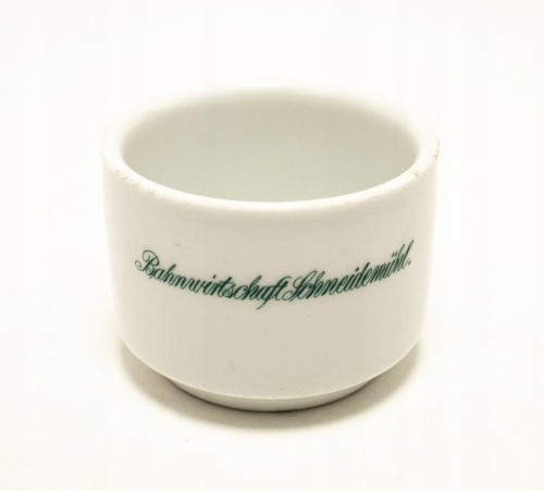 STARY PORCELANOWY KUBEK BAHNWIRTSCHAFT SCHNEIDEMÜHL, PRZEMYSŁ KOLEJOWY PIŁA