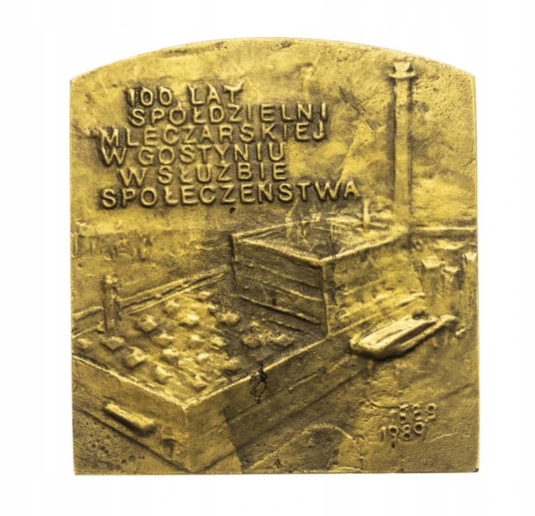 MEDAL JAN ANDRZEJEWSKI, 100 LAT SPÓŁDZIELNI MLECZARSKIEJ, GOSTYŃ 1989