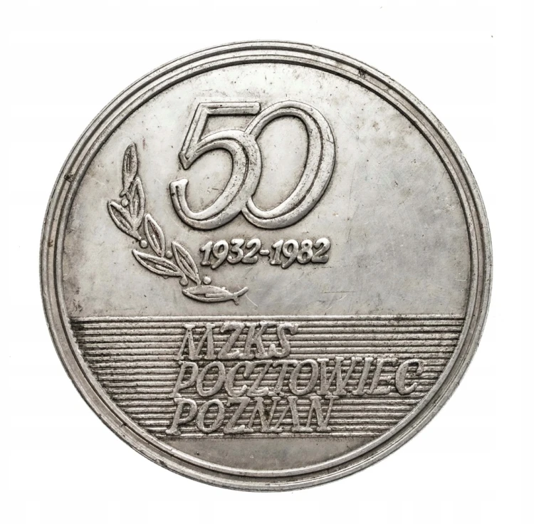 MEDAL 50 LAT KLUBU MZKS POCZTOWIEC POZNAŃ 1982