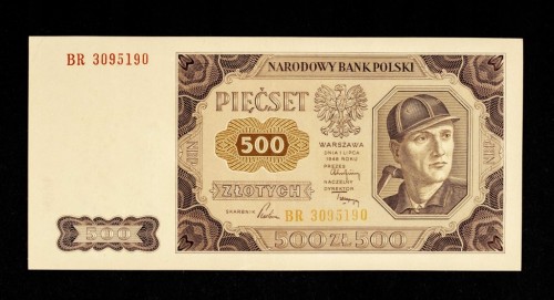 Polska, PRL, 500 złotych 01.07.1948, seria BR