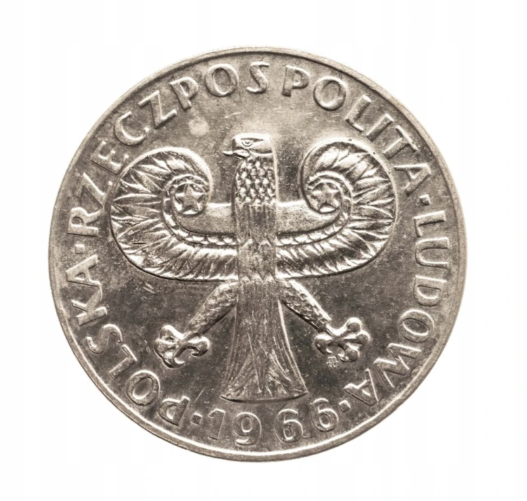 Polska, PRL, 10 złotych 1966, mała Kolumna Zygmunta - piękna