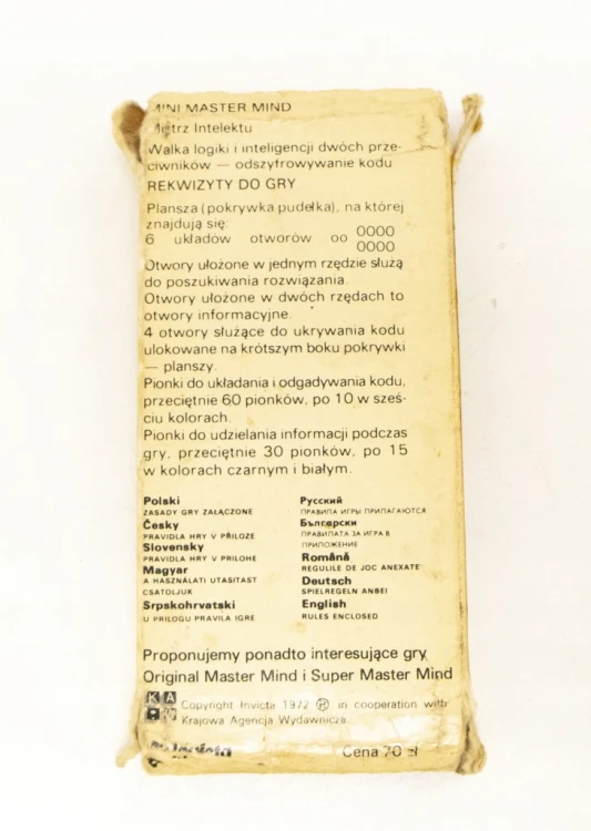 STARA GRA MINI MASTER MIND 1972