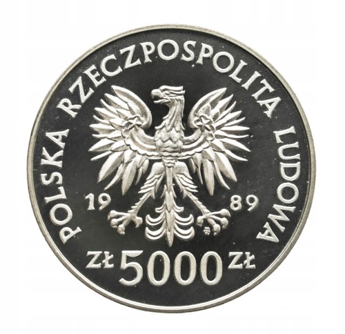 Polska, PRL, 5000 złotych 1989, Ratujemy Zabytki Torunia