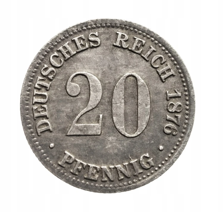 Niemcy, Cesarstwo Niemieckie, 20 fenigów 1876 A, Berlin