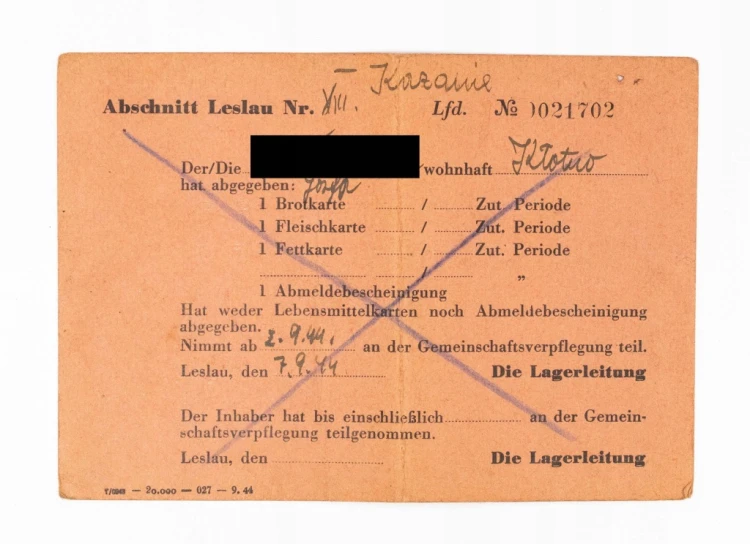 NIEMCY III RZESZA, KARTA PODRÓŻNA I ŻYWNOŚCIOWA, WŁOCŁAWEK / SOKOŁOWO 1944