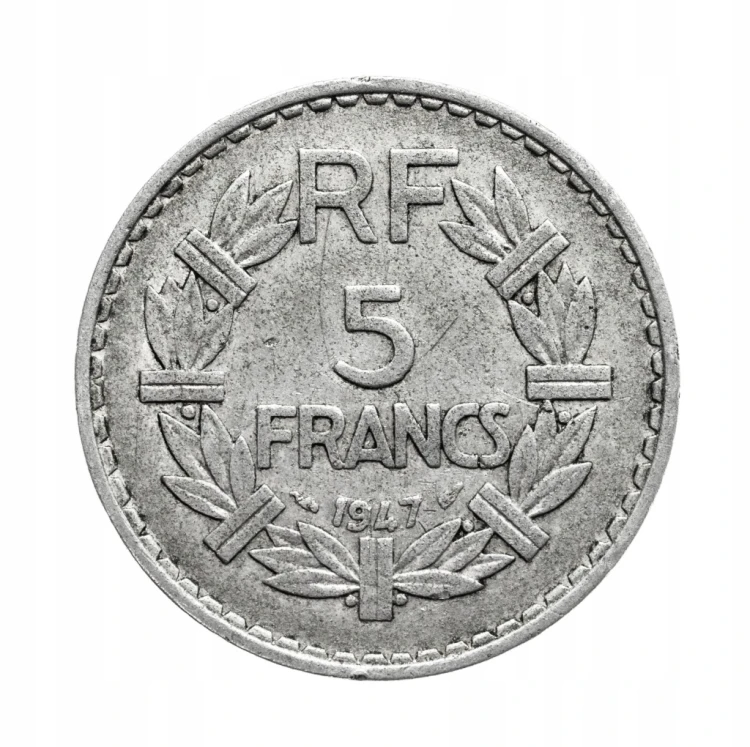 Francja, 5 franków, 1947 rok.